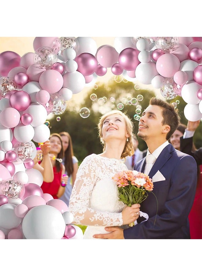 Zeemey 108-pcs Pink White Latex Decorative Balloon Arch Garland Set - Perfect for Graduation Baby Shower Wedding Birthday Bachelorette Party - Image 3
