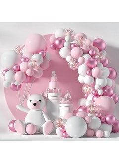 Zeemey 108-pcs Pink White Latex Decorative Balloon Arch Garland Set - Perfect for Graduation Baby Shower Wedding Birthday Bachelorette Party  - Image 1