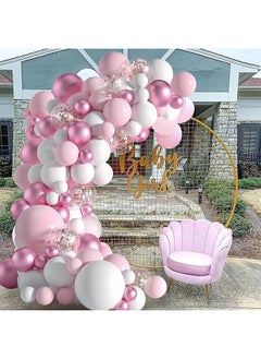 Zeemey 108-pcs Pink White Latex Decorative Balloon Arch Garland Set - Perfect for Graduation Baby Shower Wedding Birthday Bachelorette Party  - Image 4