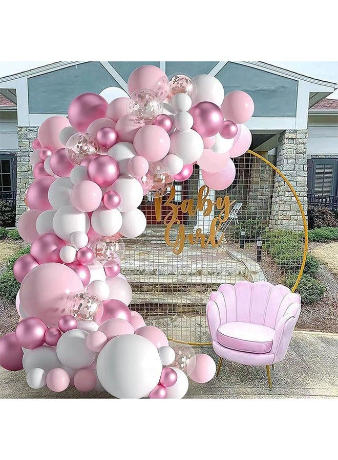 Zeemey 108-pcs Pink White Latex Decorative Balloon Arch Garland Set - Perfect for Graduation Baby Shower Wedding Birthday Bachelorette Party - Image 4