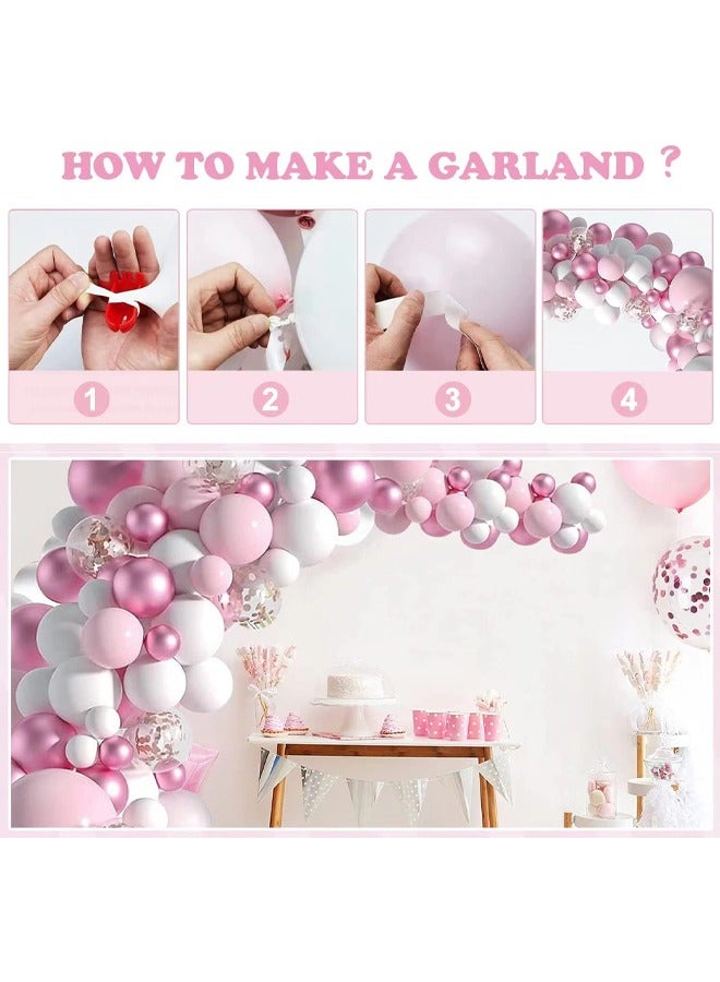 Zeemey 108-pcs Pink White Latex Decorative Balloon Arch Garland Set - Perfect for Graduation Baby Shower Wedding Birthday Bachelorette Party - Image 5