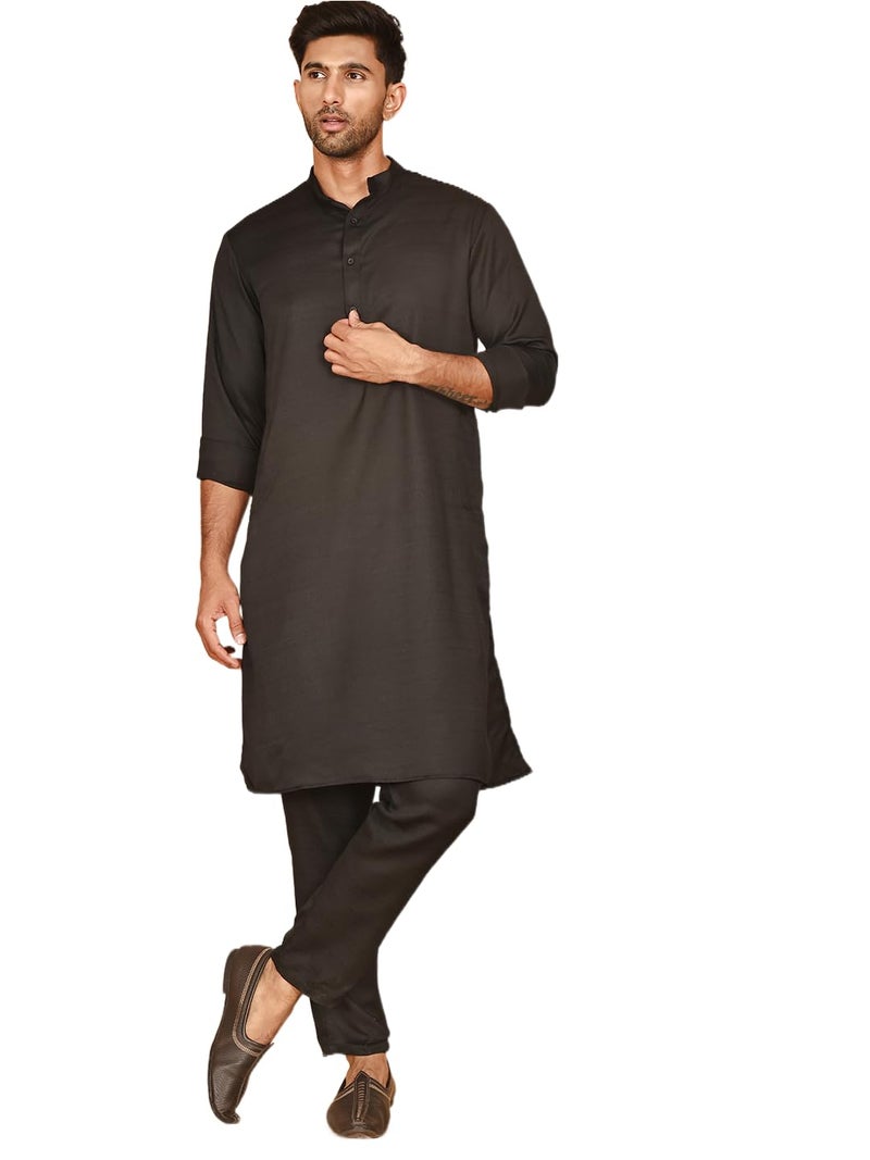 Jompers Classic Silk Blend Kurta Set for Men with Thread Work & Sequin Embellishments - Image 1