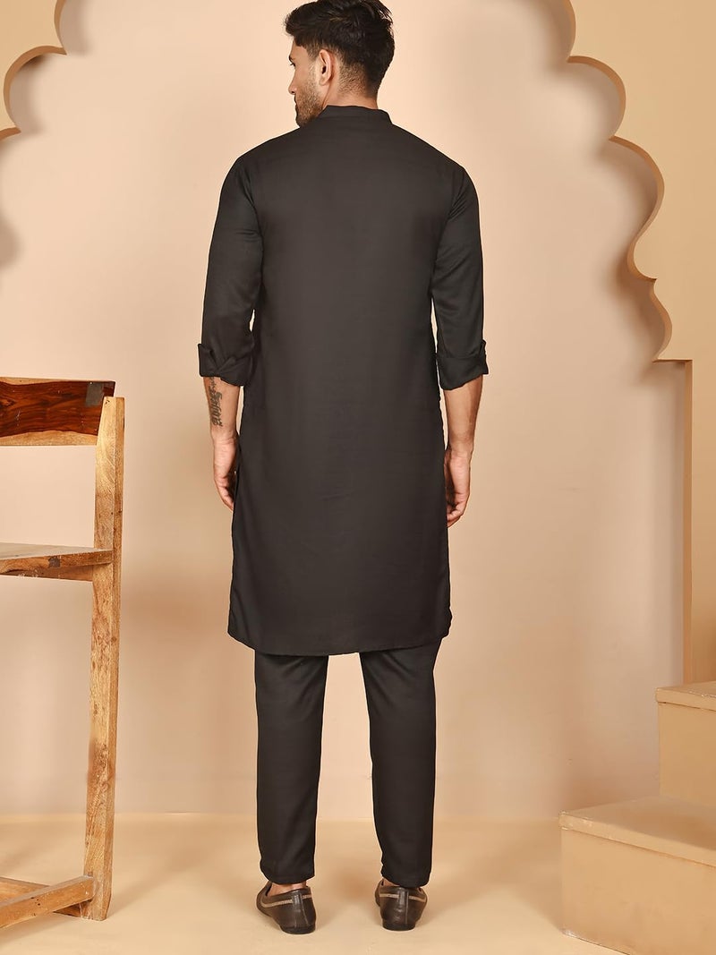 Jompers Classic Silk Blend Kurta Set for Men with Thread Work & Sequin Embellishments - Image 3