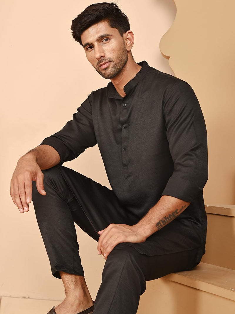 Jompers Classic Silk Blend Kurta Set for Men with Thread Work & Sequin Embellishments - Image 5