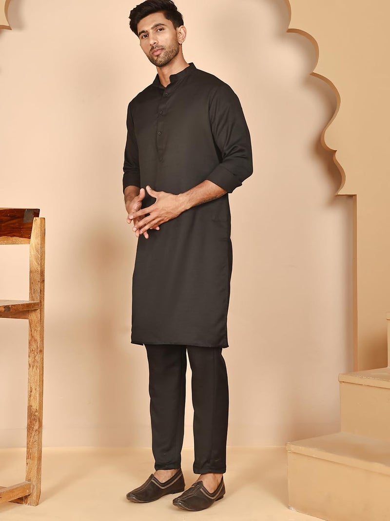 Jompers Classic Silk Blend Kurta Set for Men with Thread Work & Sequin Embellishments - Image 2