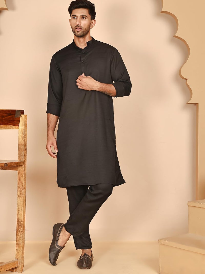 Jompers Classic Silk Blend Kurta Set for Men with Thread Work & Sequin Embellishments - Image 4