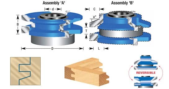 Amana Tool - SC587 Carbide Tipped 3-Wing Beveled Reversible Stile & Rail 2-13/32 Dia x 1 x - Image 2