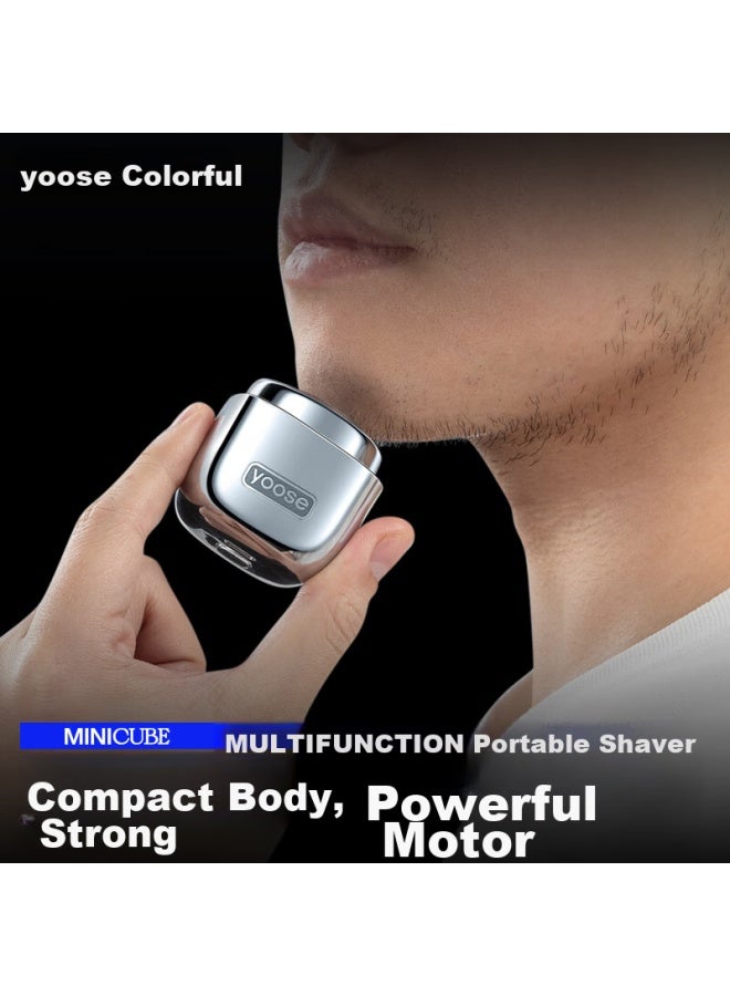Yoose Electric Shaver, Portable Razor, Nose Hair Trimmer, Facial Cleanser, Three-in Birthday Gift, 520 Gift For Boyfriend, Xiaomofang Grooming Set, D1-s Silver Plated - Image 5