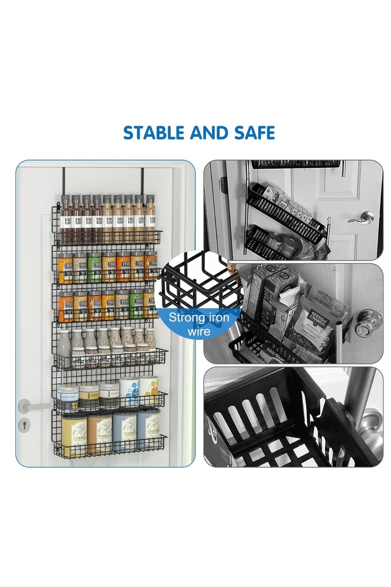 6 Tiers Over The Door Hanging Spice Rack Wall Mounted & Over the Door Spice Racks for Kitchen Pantry Door Cabinet - Image 3