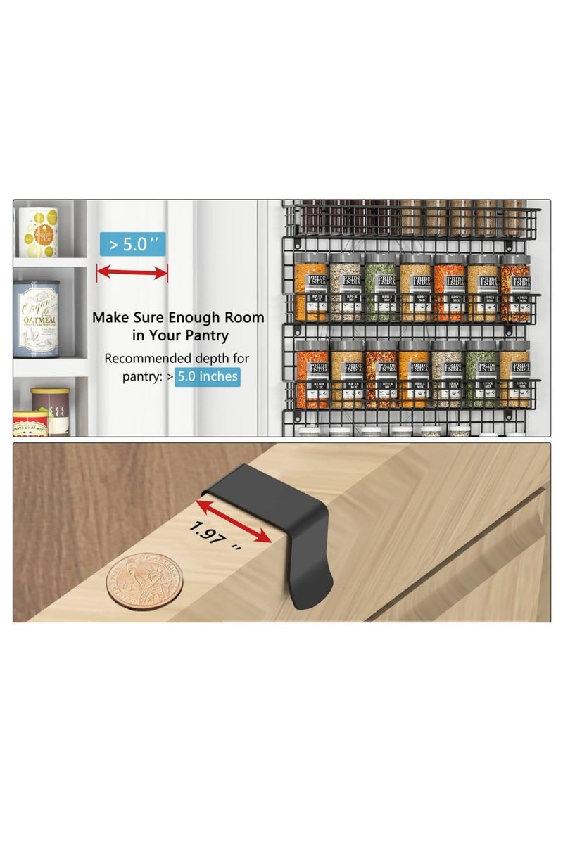 6 Tiers Over The Door Hanging Spice Rack Wall Mounted & Over the Door Spice Racks for Kitchen Pantry Door Cabinet - Image 4