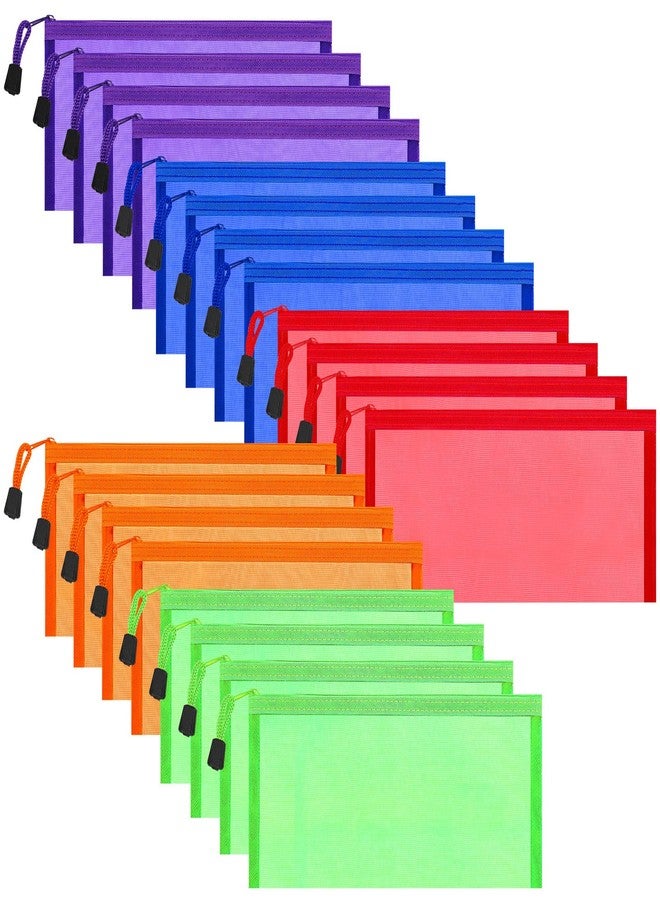 Sinzip 20 Pack Multicolored Zipper Mesh Pouch, Zipper Pencil Pouches Pen Bags, Multipurpose Travel Bags for Cosmetic School Office Supplies and Travel Accessories, 10 Colors (Assorted F) - Image 1