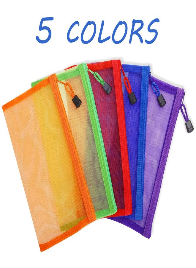 Sinzip 20 Pack Multicolored Zipper Mesh Pouch, Zipper Pencil Pouches Pen Bags, Multipurpose Travel Bags for Cosmetic School Office Supplies and Travel Accessories, 10 Colors (Assorted F) - Image 2