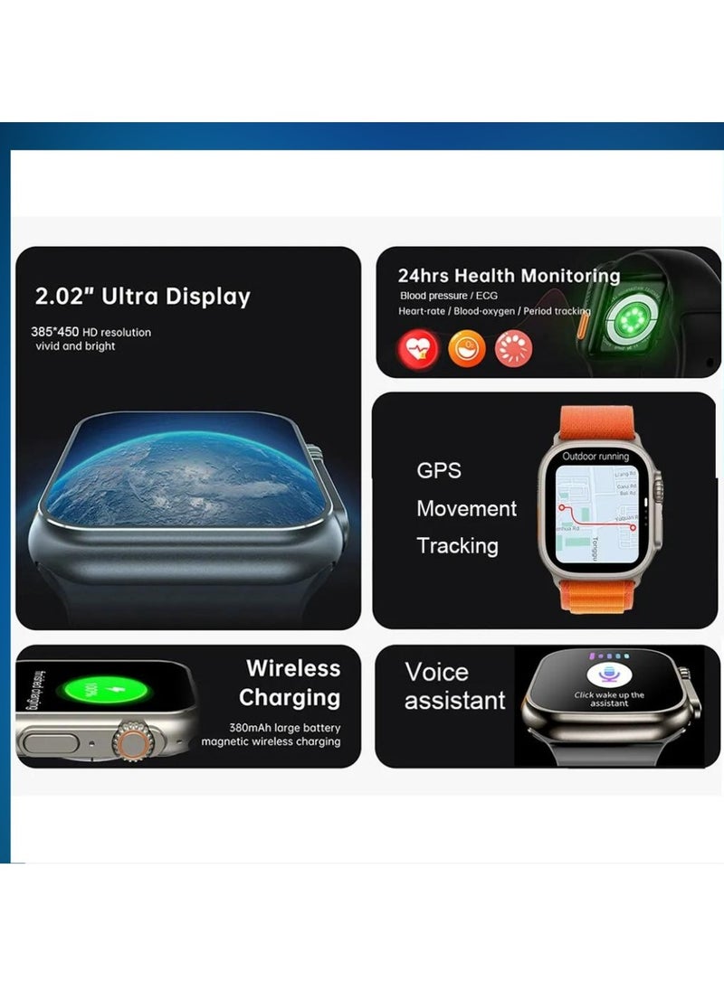 Wearfit Pro - N8 Ultra Smart Watch With 2 Strap Series 8 49mm for men's and women's Waterproof Smartwatch Bluetooth Health Fitness Tracker Sport Watch - Image 1