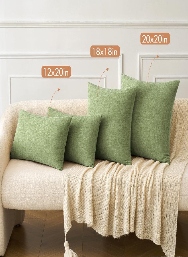 MIULEE Pack of 2 Couch Throw Pillow Covers 18x18 Inch Spring Soft Sage Green Chenille Pillow Covers for Sofa Living Room Solid Dyed Pillow Cases - Image 4