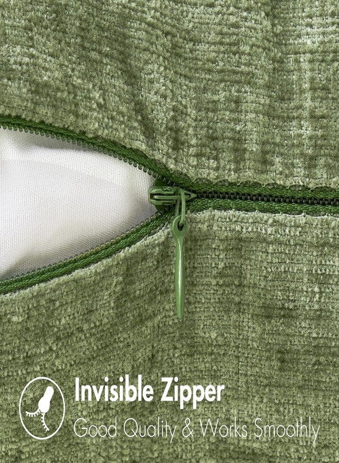 MIULEE Pack of 2 Couch Throw Pillow Covers 18x18 Inch Spring Soft Sage Green Chenille Pillow Covers for Sofa Living Room Solid Dyed Pillow Cases - Image 3
