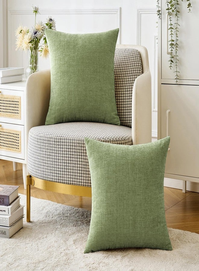 MIULEE Pack of 2 Couch Throw Pillow Covers 18x18 Inch Spring Soft Sage Green Chenille Pillow Covers for Sofa Living Room Solid Dyed Pillow Cases - Image 5
