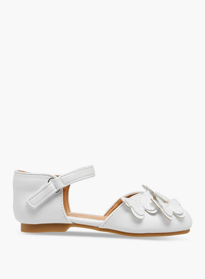 JUNIORS Butterfly Embellished Shoes with Hook and Loop Closure