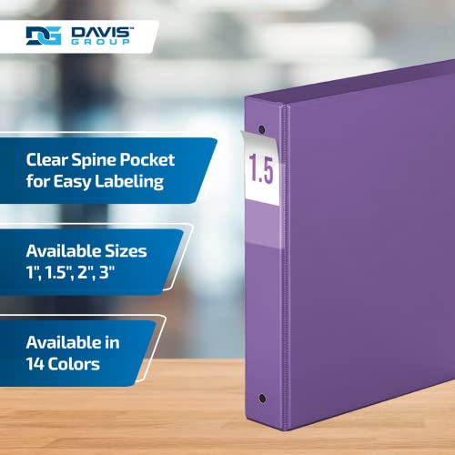 Davis Group Premium Economy 6-Pack 3-Ring Binders for School or Office, Round-Ring Binders, 1.5 Inch, Purple - Image 4
