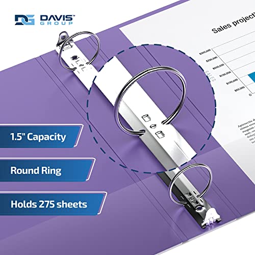 Davis Group Premium Economy 6-Pack 3-Ring Binders for School or Office, Round-Ring Binders, 1.5 Inch, Purple - Image 2