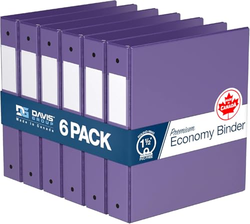 Davis Group Premium Economy 6-Pack 3-Ring Binders for School or Office, Round-Ring Binders, 1.5 Inch, Purple - Image 1