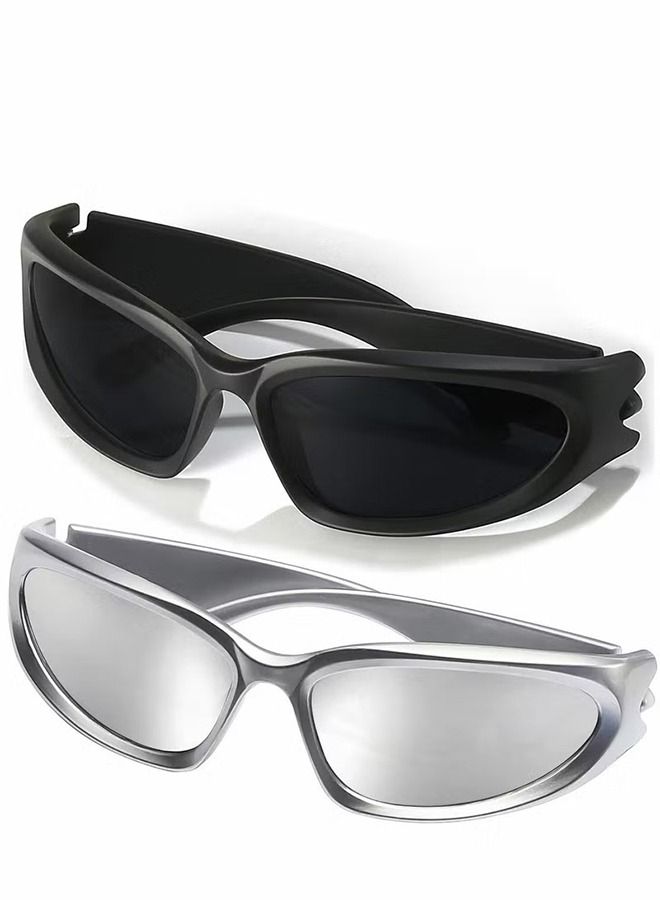 Generic Wrap Around Sports Sunglasses for Men Women Fashion Oval Thick Frame Sun Glasses Stylish Sports Wrap Shades  - Image 1
