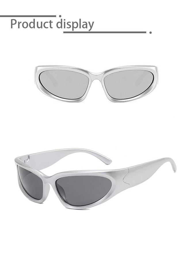 Generic Wrap Around Sports Sunglasses for Men Women Fashion Oval Thick Frame Sun Glasses Stylish Sports Wrap Shades  - Image 4