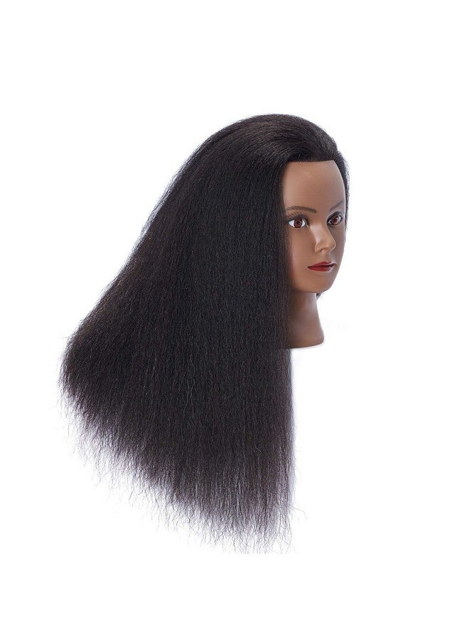 Hairlink رأس دمية مصفف الشعر الأفرو 100% شعر حقيقي للتدريب على تصفيف الشعر لطلاب التجميل مع حامل (6611B0216) - Image 3