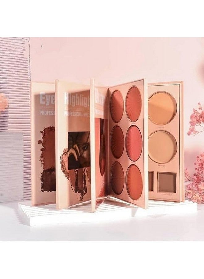 Afflano 4-In-1 Eyeshadow,Highlighter,Blusher Contour,Contour Bronzer Powder Eyeshadow Notebook Palette - Multicolor - Image 1
