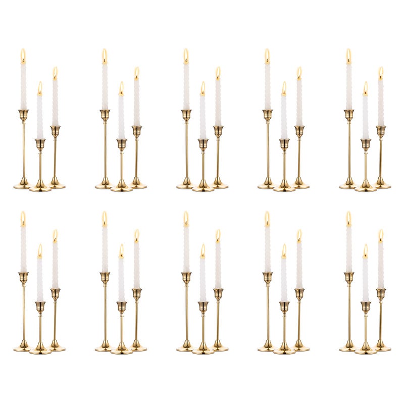 Nuptio Candlestick Candle Holders 30 Pcs Candle Stick Holder Gold Taper Candle Holder Candle Stand for Wedding Party Thanksgiving Halloween Birthday Mantel Baby Shower Table Centerpieces Decor - Image 1