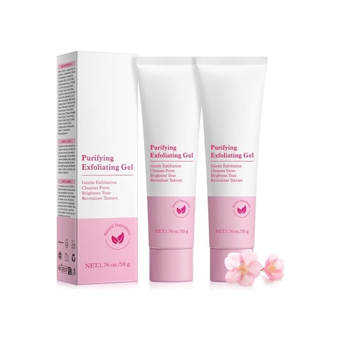 Purifying Exfoliating Gel, 2 Pack Face Facial Exfoliator Cleanser, Gentle Face Scrub Exfoliating Gel Purifying for Facial & Body Deep Cleansing, Regulates Water & Oil Balance, Smoother & Softer