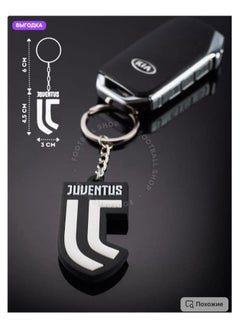 MARIO DRAFTS Juventus Football Club Logo Keychain, Metal Keyring, Black and White  - Image 1