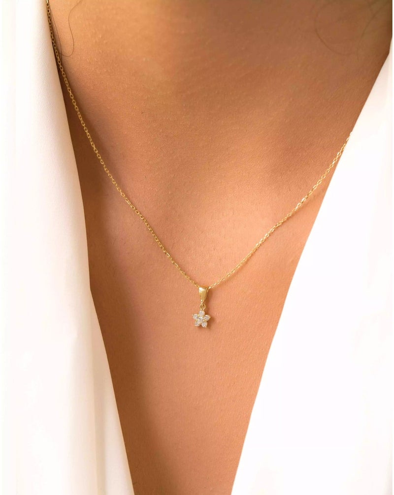 روبي آرت الذهب قلادة من الذهب الخالص عيار 18 قيراطًا مرصعة بالياقوت للبنات - 0.83 جرام - Image 2