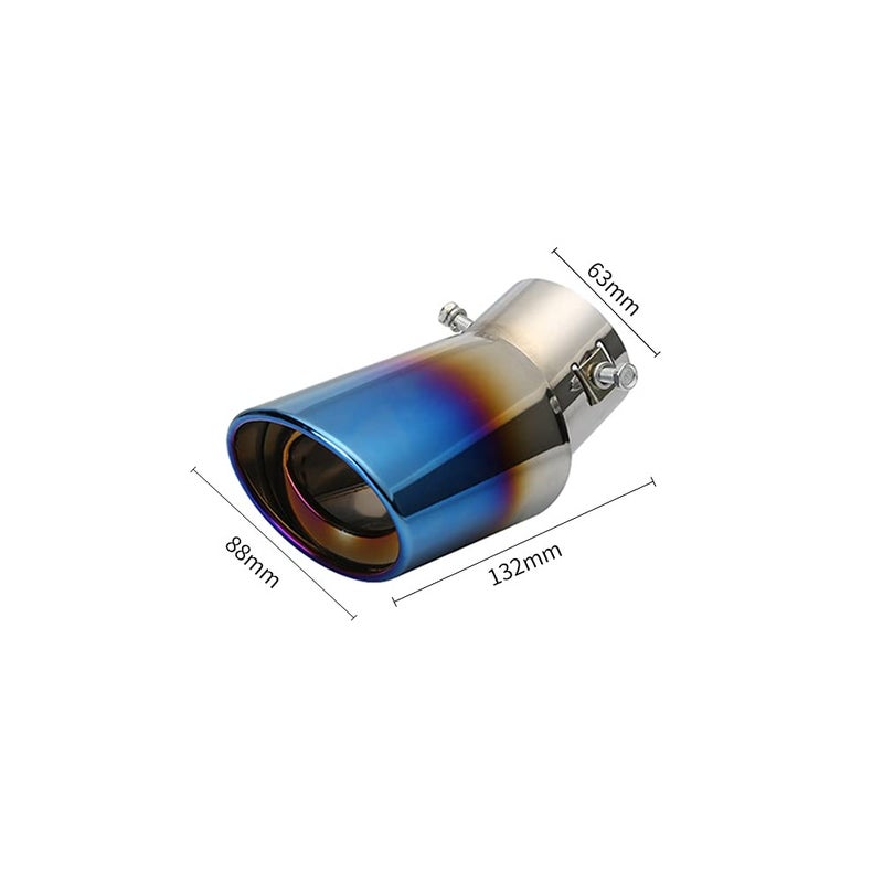 Generic idain Universal Curved Type Stainless Steel Bolt-On Car Exhaust Tail Muffler Tip Pipes Fit Pipes Diameter 1.5" to 2.1",Blue Burnt  - Image 2