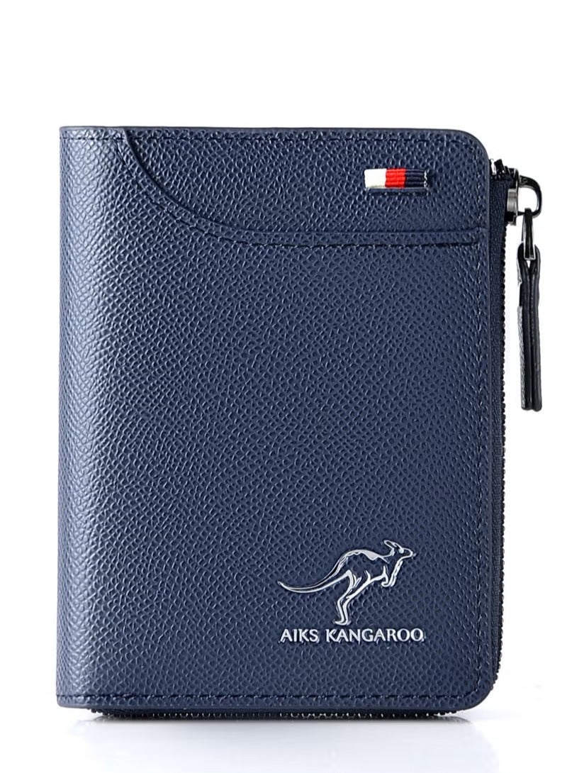 أيكس_كانغارو محفظة رجالية قصيرة بسحاب مع فتحات متعددة للبطاقات، حقيبة بطاقات متعددة الوظائف، محفظة رجالية مضادة للسرقة، هدية للرجال
