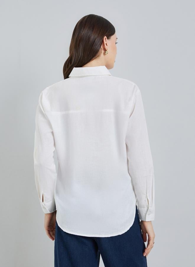 ستايلي بلوزة كتان مطرز - Image 4