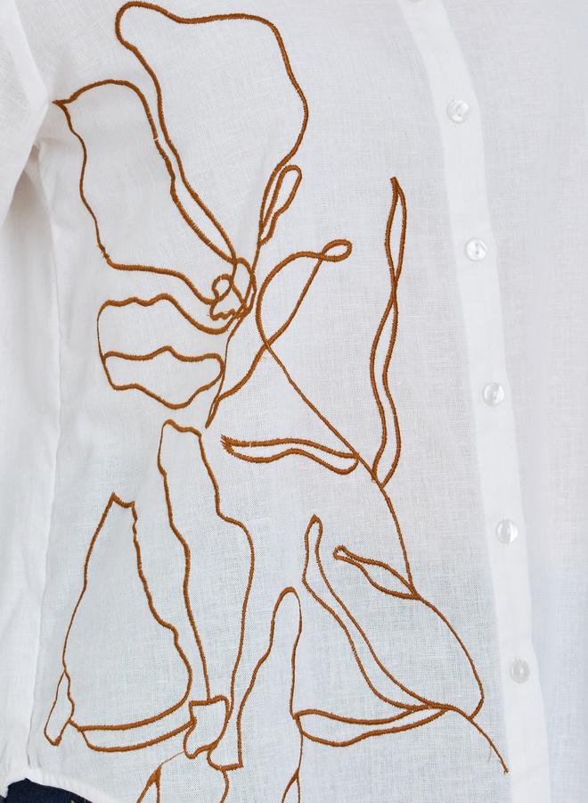 ستايلي بلوزة كتان مطرز - Image 3