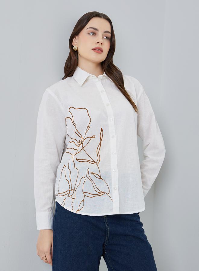 ستايلي بلوزة كتان مطرز - Image 1