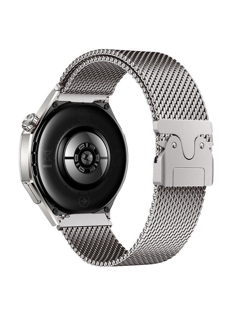 yalilai 22mm Titanium Milanese Mesh Loop Band for HUAWEI Watch GT 5 4 3 Pro  Men Women, DLC Scratch-resistant Coating Breathable Replacement Strap with Adjustable Parachute-style Buckle for HUAWEI Watch 4 3 Pro, Nature  - Image 1