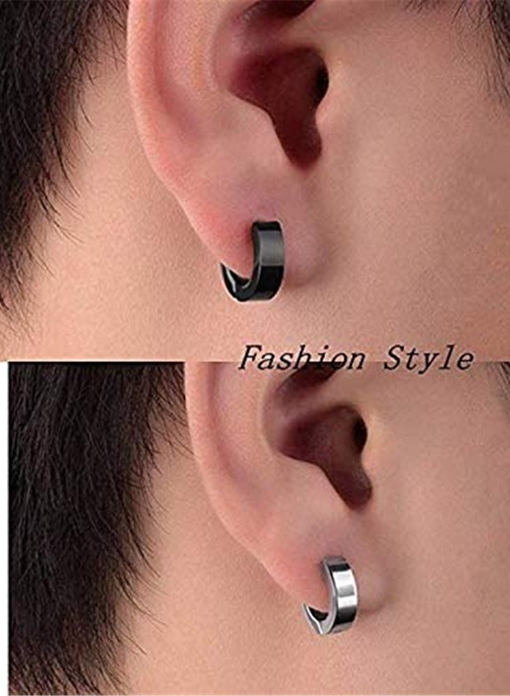 Zikra Men's Ear Clip, 2 Pair of Hinged Hoop Earrings, Hoop Earring Studs Clip On Metal Ear Jewelry Non-piercing Clip on Earrings Unisex Men Women - Image 4