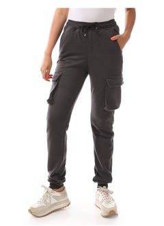 Andora Lead Grey Slim Cargo Plain Pants_Grey  - Image 2
