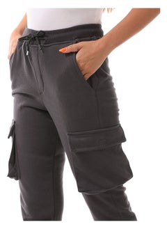 Andora Lead Grey Slim Cargo Plain Pants_Grey  - Image 5