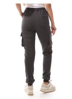 Andora Lead Grey Slim Cargo Plain Pants_Grey  - Image 4