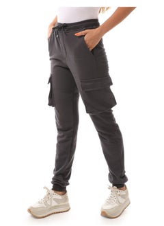 Andora Lead Grey Slim Cargo Plain Pants_Grey  - Image 3