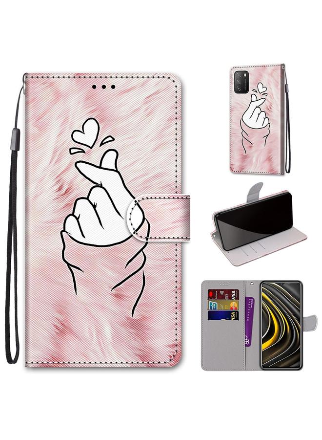 The Bros Case For Xiaomi Poco M3 Coloured Drawing Cross Texture Horizontal Flip PU Leather Case with Holder & Card Slots & Wallet & Lanyard
