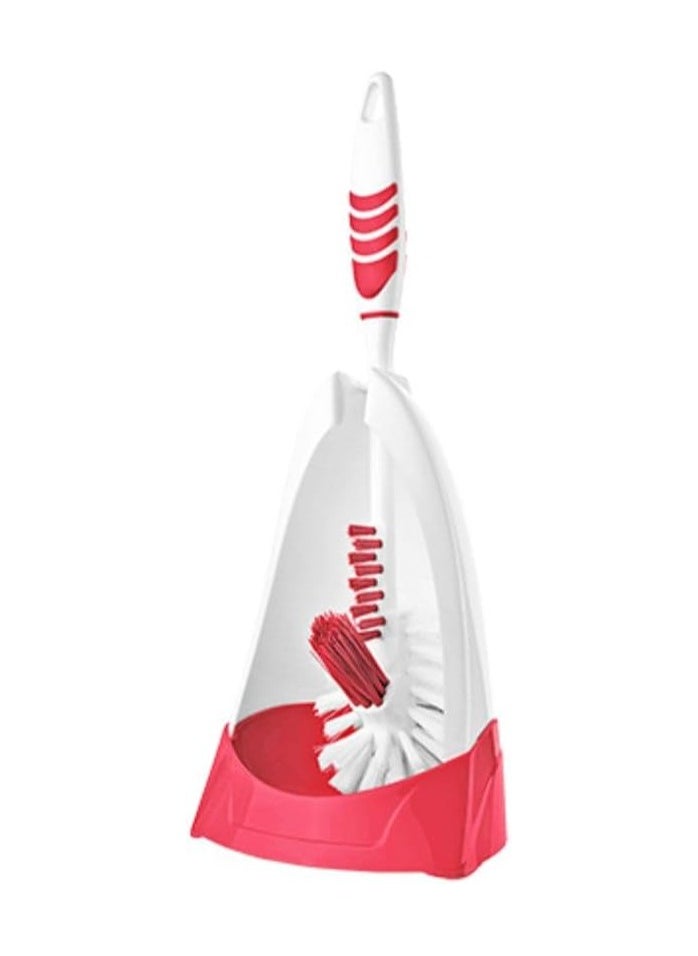 Titiz - Titiz toilet brush with holder for bathroom cleaning with easy grip duel scrub brushes 3 functioned toliet brush angles for bathroom toilet brush with under the rim cleaning red - Image 1