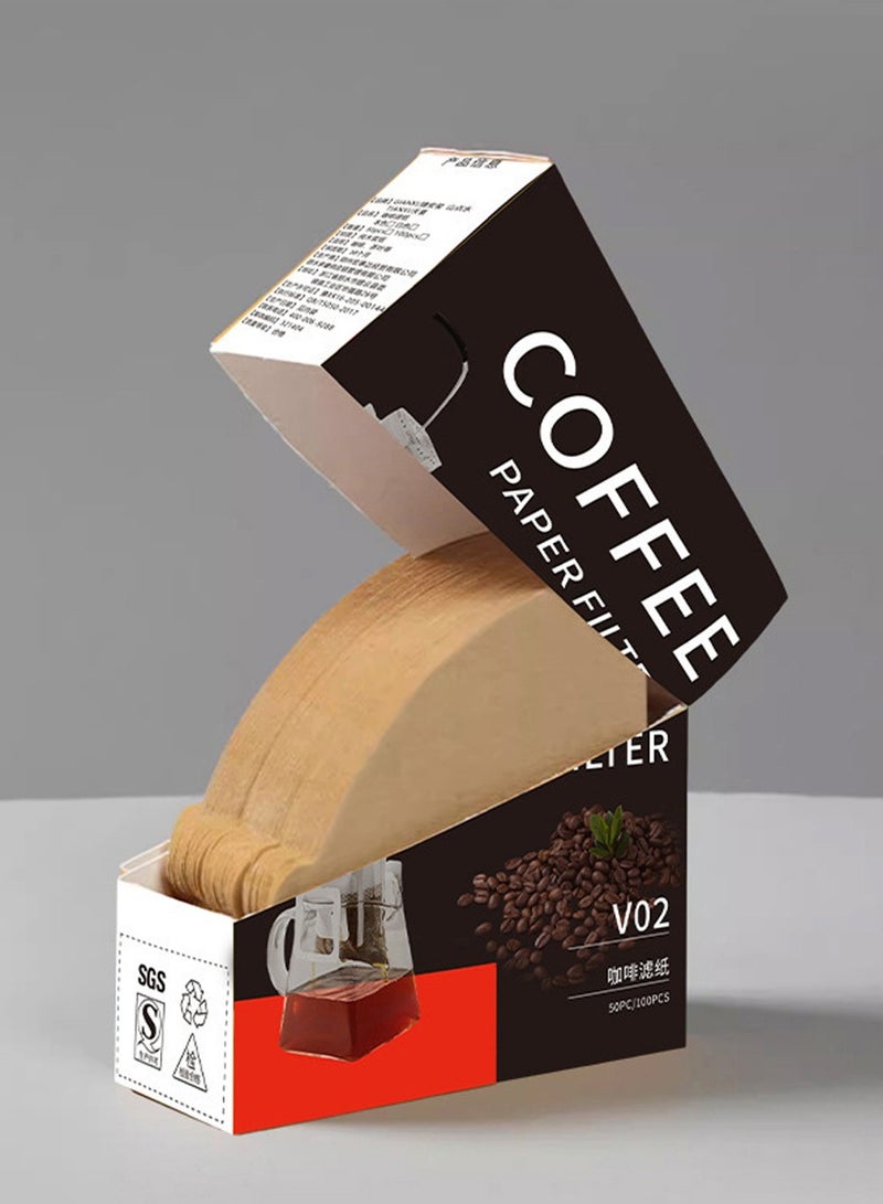 100 pieces of V02 tapered coffee paper filter, simple to use, hygienic and portable  - Image 1