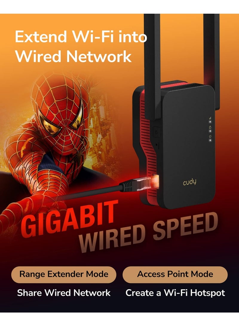 Cudy AX3000 Dual Band Wi-Fi 6 Mesh Range Extender, Signal Booster | 1x Gigabit LAN, AP Mode, WPA3 Security, Wall Plug, Connects 100+ Devices, 2 External Antennas, WPS Setup, Smart Indicator (Cudy RE3000) - Image 3
