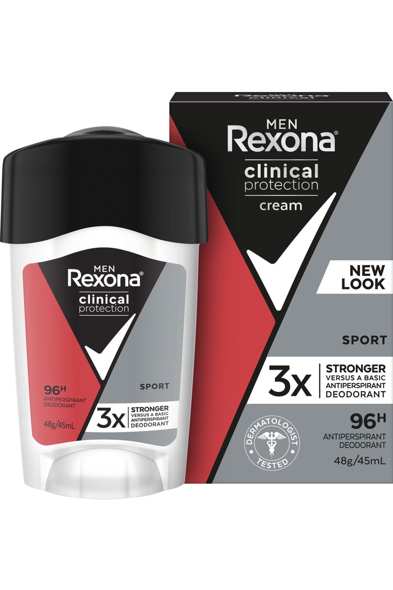 Rexona For Men Clinical Protection Antiperspirant Deodorant Cream Sport- 45Ml - Image 1