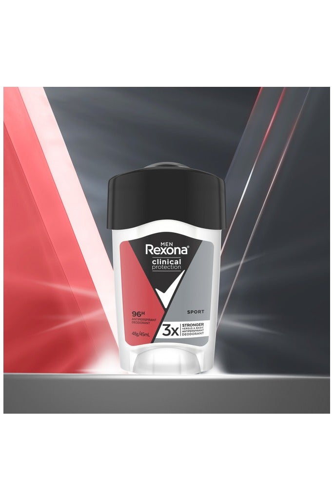 Rexona For Men Clinical Protection Antiperspirant Deodorant Cream Sport- 45Ml - Image 5
