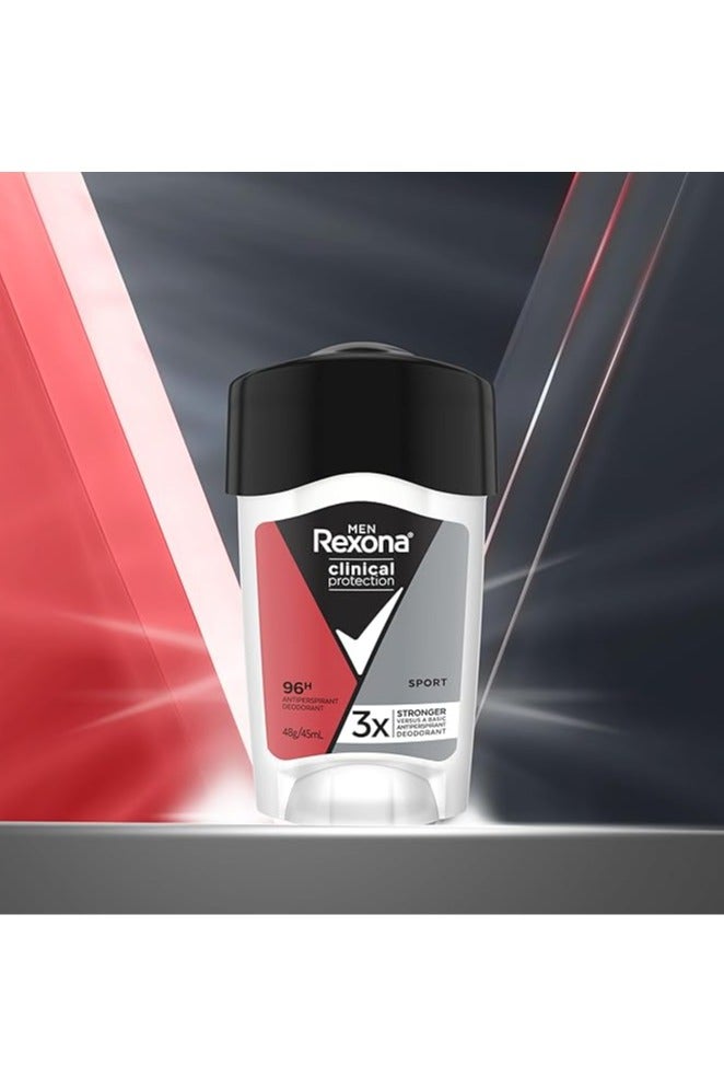 Rexona For Men Clinical Protection Antiperspirant Deodorant Cream Sport- 45Ml - Image 2